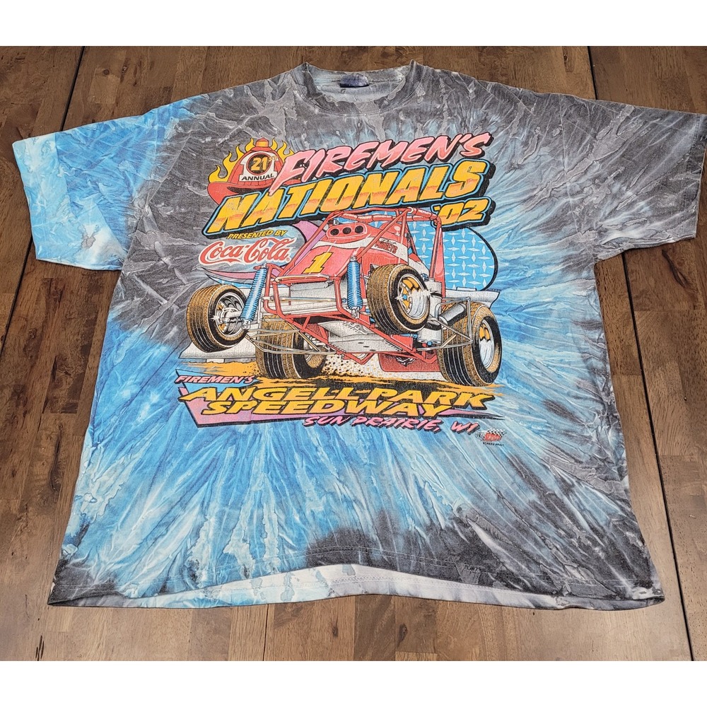 Vintage Y2K 2002 Fireman's Nationals Dirt Track Men's Graphic Tee Size XL